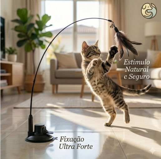 Liberte a Alegria de Quem Você Ama: Playground Vertical de 85cm com Penas e Guizo – Conforto e Diversão para o Coração da Casa!