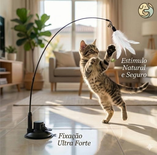 Liberte a Alegria de Quem Você Ama: Playground Vertical de 85cm com Penas e Guizo – Conforto e Diversão para o Coração da Casa!