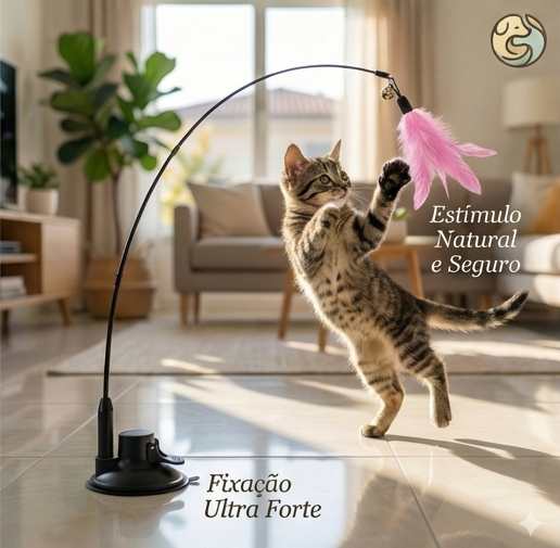 Liberte a Alegria de Quem Você Ama: Playground Vertical de 85cm com Penas e Guizo – Conforto e Diversão para o Coração da Casa!